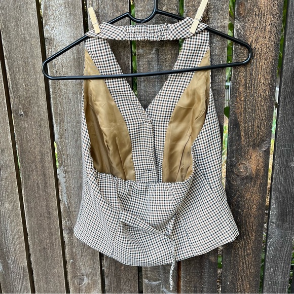 Belle Poque Wm’s Waistcoat Plaid Button Halter Vest Sz S - Picture 9 of 11